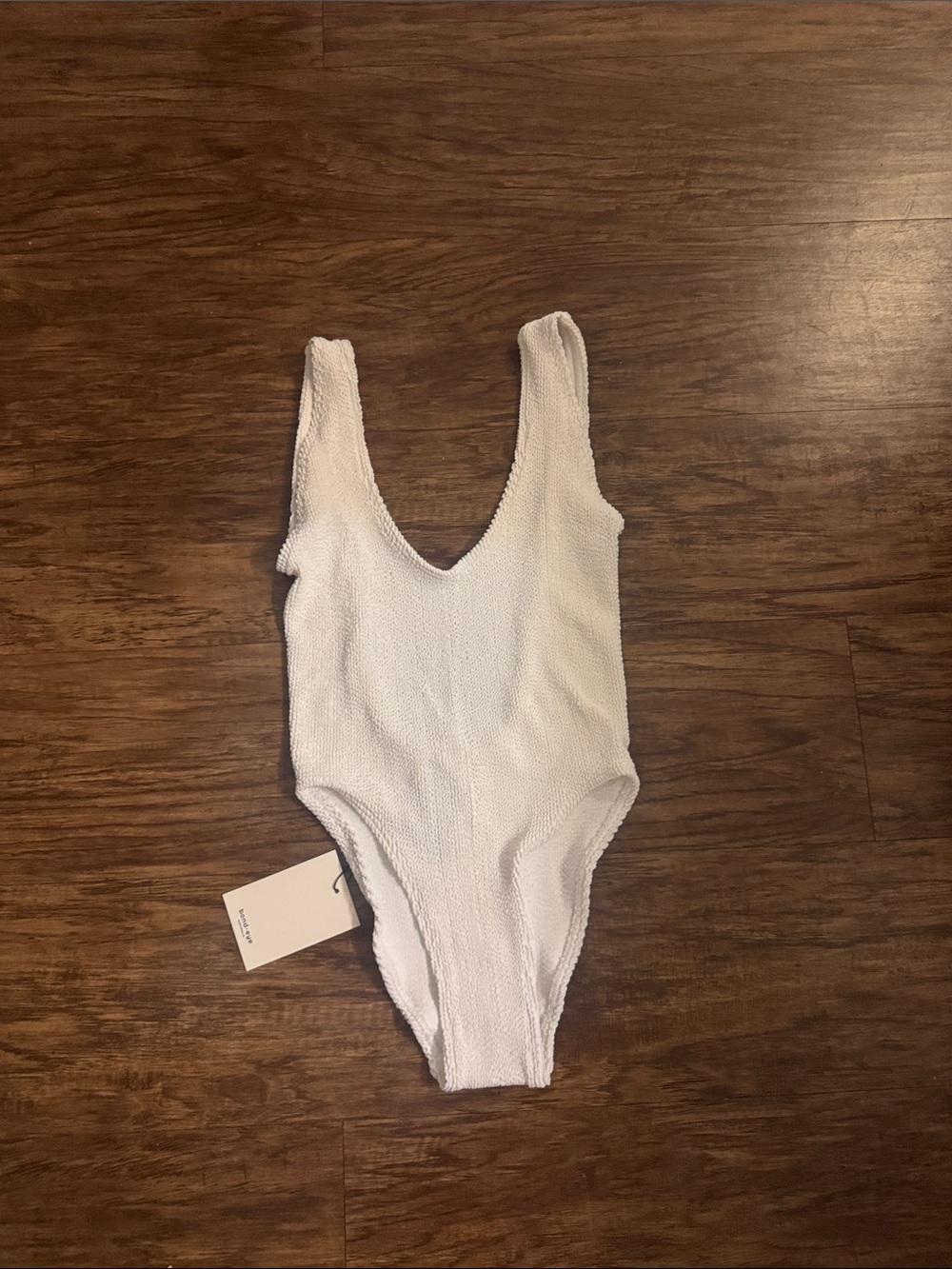 bond-eye White Textured Scoop One-Piece Swimsuit